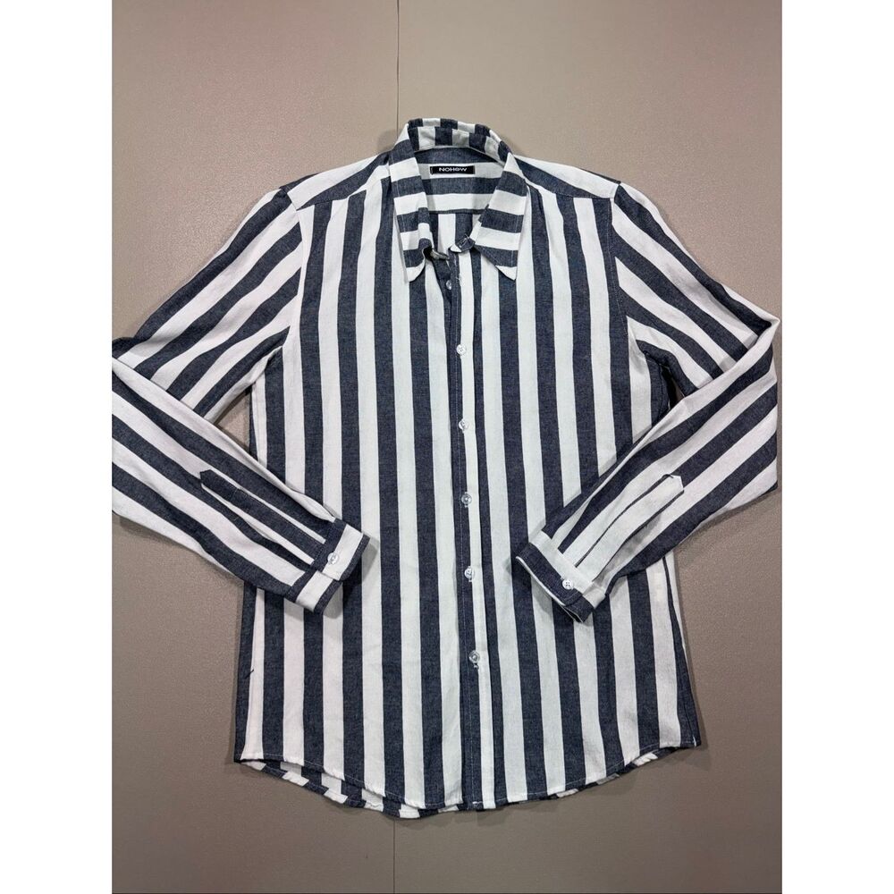 NoHow 100% Linen Made in Italy Striped Button‎ Down